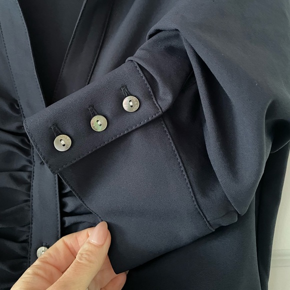 Cinq à Sept Dark Elina Gathered Mini-Shirtdress, Navy, Size 6 - Picture 7 of 10